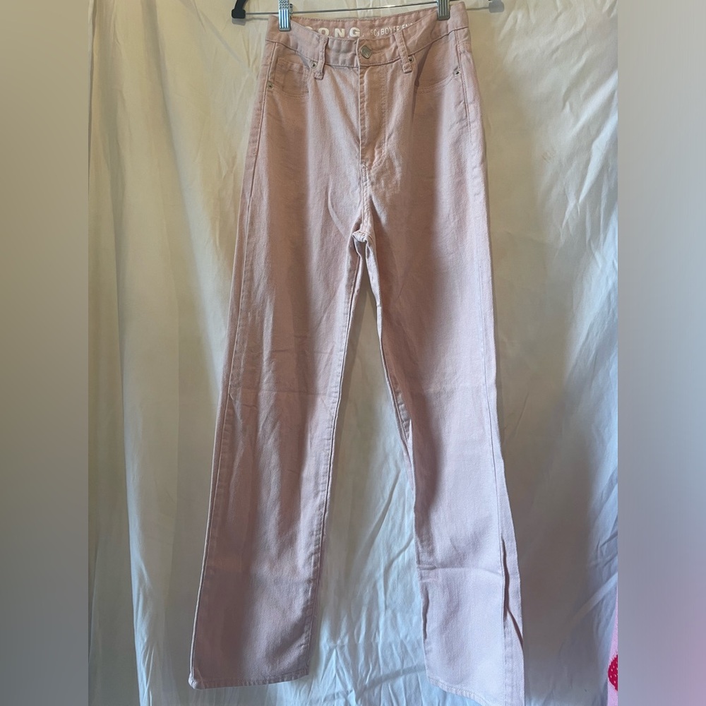 SONG‎ 90s Boyfriend Jeans Pink High Rise Relaxed Fit Denim Pants Womens 3 26